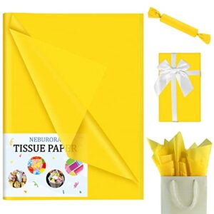 NEBURORA Yellow Tissue Paper for Gift Bags 60 Sheets Yellow Wrapping Tissue Paper Bulk 14 X 20 Inch Bright Yellow Packaging Paper for Gift Wrap Filler Crafts Birthday Wedding Sunflower Party(Yellow