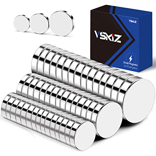VSKIZ Small Magnets, 3 Assorted Sizes Rare Earth Magnets, Tiny Round Neodymium Disc Magnets for Refrigerator, Kitchen Cabinet, Durable Mini Refrigerator Magnets for Science, DIY, Round Button Magnet