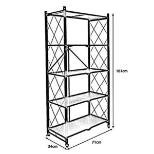 ATAAY Storage Rack Unit Folding Metal Rack, Heavy-Duty Organizer Rack, Storage Rack, Storage Trolley, Cart, Storage/Black