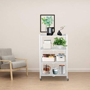 ATAAY Storage Trolley with Wheels, Kitchen Trolley Utility Cart Storage Rack Shelves for Kitchen Home Office Bathroom Garage, Folding/C