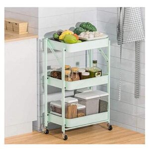 ataay storage trolley — portable storage unit with ander wheels — rolling freestanding shelves for household/mint green