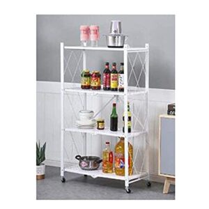 ATAAY Shelving Unit Heavy Duty Carbon Steel Foldable Storage Stand, Organizer Rack Cart with for Garage Kitchen Living/White