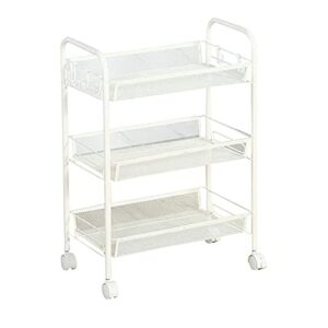 ataay rolling utility cartwith metal mesh basket vegetable rack shelves for kitchen home office bathroom/white