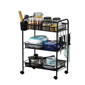 ATAAY Cart with Storage Basket, Fruit and Vegetable Rack on/Black