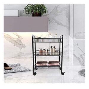 ATAAY Cart with Storage Basket, Fruit and Vegetable Rack on/Black