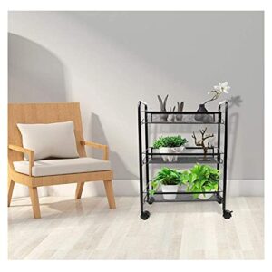 ATAAY Cart with Storage Basket, Fruit and Vegetable Rack on/Black