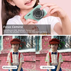 Digital Camera 4K 44MP with 32GB SD Card, 2.4 Inch Point and Shoot Camera with 16X Digital Zoom, Compact Mini Camera Kids Camera for Teens Boys Girls Adults Students Seniors(DC6-X3 Green1)