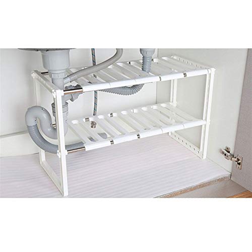 HEPMIMZHU 2-Shelf Adjustable Metal Shelf Wire Shelving Unit Storage Steel Organizer Wire Rack for Small Places Restaurant Garage Pantry Kitchen Garage Rack (White-2 Shelf)