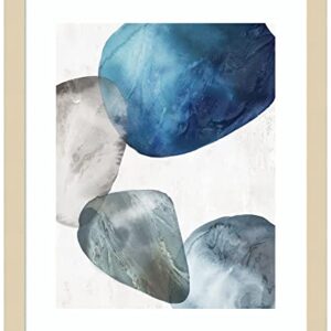 Amanti Art Flow of Blue I by Emma Peal Wood Framed Wall Art Print (14 in. W x 17 in. H), Svelte Natural Frame