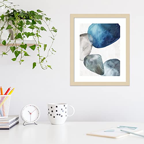 Amanti Art Flow of Blue I by Emma Peal Wood Framed Wall Art Print (14 in. W x 17 in. H), Svelte Natural Frame