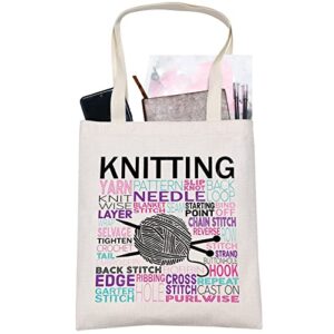 levlo sewing knitting canvas tote bag knitting gift for knitter crochet shoulder bag for crochet lovers (knitting tote)