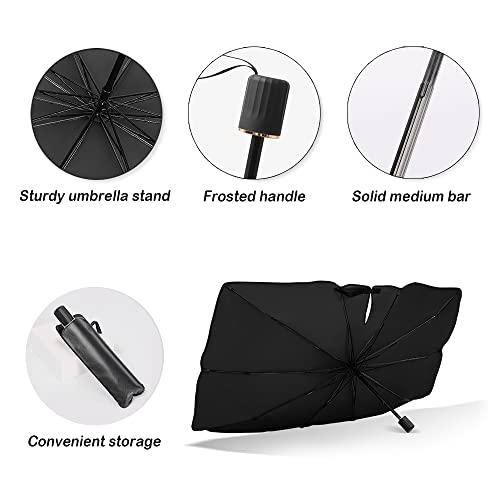 2023 Newest Car Umbrella Sun Shade Cover,Nano 5-Layer Block UV Reflector+Handy Windshield Sun Shade for Most Cars SUV Truck,One of The Fastest Cooling and Sun Protection Car Sun Shade