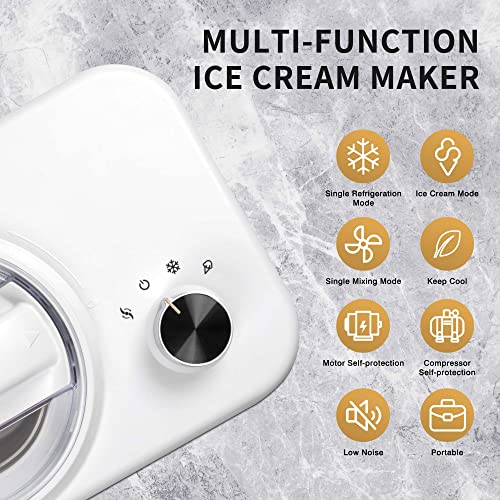ZAFRO Ice Cream Maker 0.85qt with Compressor, No Pre-freezing Electric Automatic Ice Cream Machine Keep Cool Function, No Salt Needed Ice Cream, Gelato, Frozen Yogurt, Sorbet