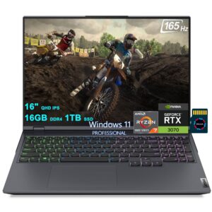 lenovo legion 5 pro 16 gaming laptop | 16" qhd ips 165hz (500 nits, hdr400) | amd 8-core ryzen 7 5800h (>i7-10870h) | 16gb ddr4 1tb ssd | geforce rtx 3070 8gb | backlit win11pro + 32gb microsd card