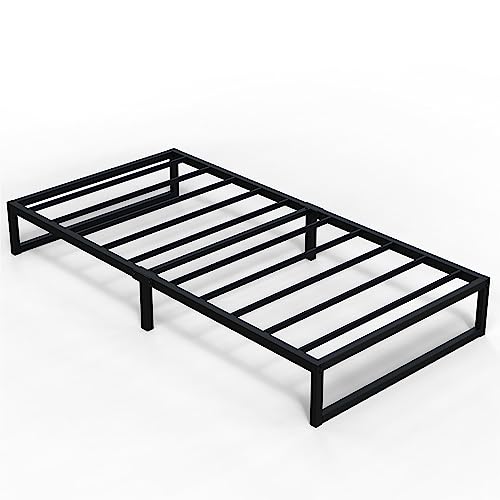 Richwanone 10 Inch Twin Bed Frames, Metal Platform Mattress Foundation with Steel Slat Support, No Box Spring Needed, Easy Assembly, Black