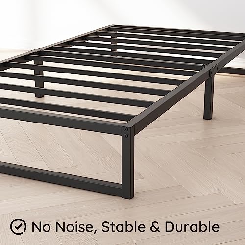 Richwanone 10 Inch Twin Bed Frames, Metal Platform Mattress Foundation with Steel Slat Support, No Box Spring Needed, Easy Assembly, Black