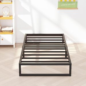 Richwanone 10 Inch Twin Bed Frames, Metal Platform Mattress Foundation with Steel Slat Support, No Box Spring Needed, Easy Assembly, Black