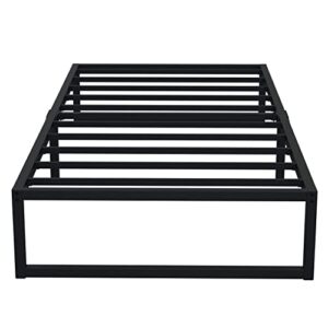 emoda 12 inch twin bed frames no box spring needed, heavy duty metal twin platform bed frame, noise free, easy assembly, black