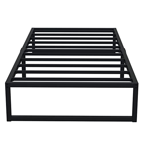 EMODA 12 Inch Twin Bed Frames No Box Spring Needed, Heavy Duty Metal Twin Platform Bed Frame, Noise Free, Easy Assembly, Black