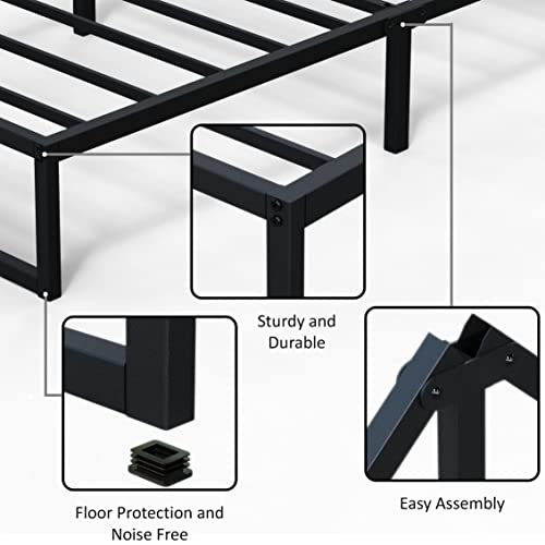 EMODA 12 Inch Twin Bed Frames No Box Spring Needed, Heavy Duty Metal Twin Platform Bed Frame, Noise Free, Easy Assembly, Black