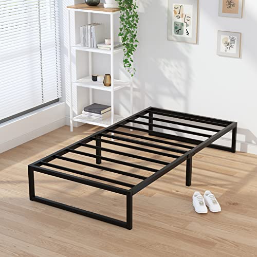 EMODA 12 Inch Twin Bed Frames No Box Spring Needed, Heavy Duty Metal Twin Platform Bed Frame, Noise Free, Easy Assembly, Black