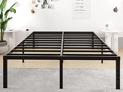 FSCHOS Bed-Frame-Full, 16 Inch Metal Platform Full-Size-Bed-Frame No Box Spring Needed, Heavy Duty Full Size Bed Frame Easy Assembly, Noise Free, Black