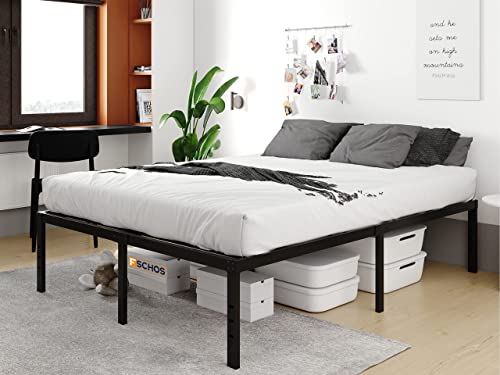 FSCHOS Bed-Frame-Full, 16 Inch Metal Platform Full-Size-Bed-Frame No Box Spring Needed, Heavy Duty Full Size Bed Frame Easy Assembly, Noise Free, Black