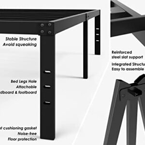 FSCHOS Bed-Frame-Full, 16 Inch Metal Platform Full-Size-Bed-Frame No Box Spring Needed, Heavy Duty Full Size Bed Frame Easy Assembly, Noise Free, Black