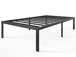 fschos bed-frame-twin, 16 inch metal platform twin-size-bed-frame no box spring needed, heavy duty twin size bed frame easy assembly, noise free, black