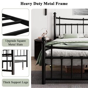 iPormis Metal Queen Bed Frame with Iron-Art Headboard, Heavy Duty Metal Platform Bed Frame with 14 Steel Slats Support, No Box Spring Needed, Noise-Free, Easy Assembly, Queen