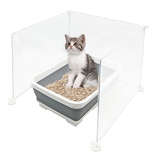 VCEPJH Small Cat Litter Box Enclosure Splash Guard L15.7×W15.7×H11.8 in DIY Pee Shields for Little Litter Box Easy to Clean(Cat Litter Pan Not Included)