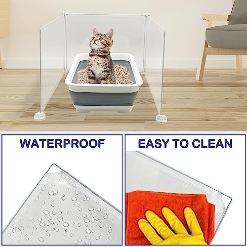 VCEPJH Small Cat Litter Box Enclosure Splash Guard L15.7×W15.7×H11.8 in DIY Pee Shields for Little Litter Box Easy to Clean(Cat Litter Pan Not Included)