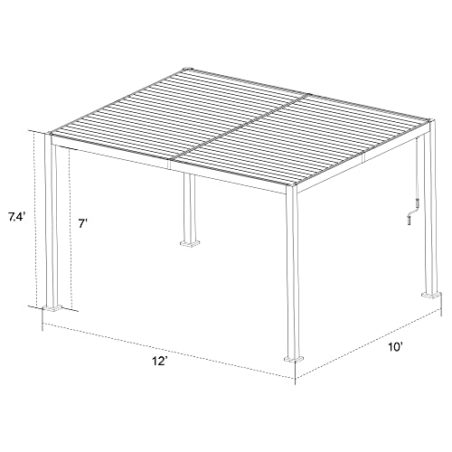 Kozyard Elizabeth Outdoor Louvered Pergola Sun Shade Aluminum Pergola Rainproof Gazebo with Adjustable Roof for Outdoor Deck Patio Garden Yard (10' x 12', White)