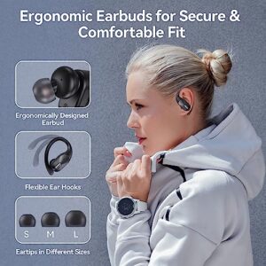 Bluetooth Headphones Wireless Earbuds Bass Stereo Sound with Wireless Charging Case 48H Playback Earphones LED Display With Built in Mic and Over Earhooks Waterproof Headset for Running Workout Sports