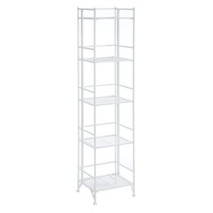 xtra storage 5 tier folding metal shelf (color : white)