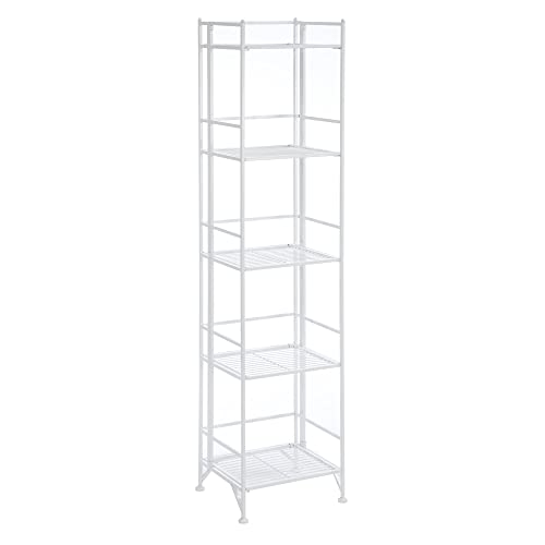 Xtra Storage 5 Tier Folding Metal Shelf (Color : White)