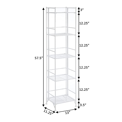 Xtra Storage 5 Tier Folding Metal Shelf (Color : White)