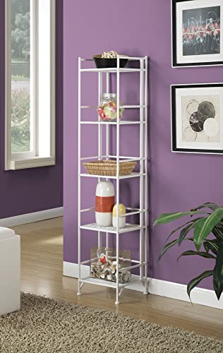 Xtra Storage 5 Tier Folding Metal Shelf (Color : White)