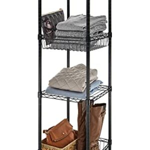 SONOTA 4 Shelf Steel Wire Shelving Tower with Caster 16" Dx16 Wx57.4 H (Color : Black)