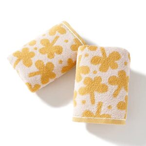 sense gnosis Clovers Pattern Yellow Hand Towels 100% Cotton Decorative Thin Hand Towel Set of 2 for Bathroom 13 x 29 Inch