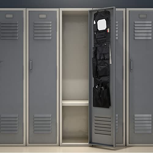 Woanger Police Style Hanging Closet 52 x 11 Inches Door Organizer Locker Shelf Hanging Locker Organizer with Mirror for Police Security Law Enforcement (1, Black)