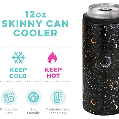 NewYT Skinny Can Cooler,Slim Can Cooler Insulated,Double Wall Vacuum Stainless Steel Drink Holder,Skinny Can Coozie 12oz for Hard Seltzer,Slim Beer and Energy Drinks-Astrology Print