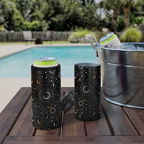 NewYT Skinny Can Cooler,Slim Can Cooler Insulated,Double Wall Vacuum Stainless Steel Drink Holder,Skinny Can Coozie 12oz for Hard Seltzer,Slim Beer and Energy Drinks-Astrology Print