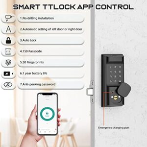 Keyless Entry Door Lock with App Control - Hopeace Fingerprint Door Lock - Electronic Touchscreen Keypad - Smart Locks for Front Door - Zinc Alloy Smart Deadbolt - Auto Lock - Easy Installation