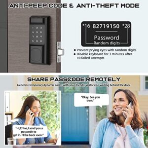 Keyless Entry Door Lock with App Control - Hopeace Fingerprint Door Lock - Electronic Touchscreen Keypad - Smart Locks for Front Door - Zinc Alloy Smart Deadbolt - Auto Lock - Easy Installation