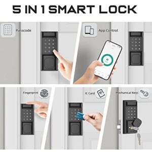 Keyless Entry Door Lock with App Control - Hopeace Fingerprint Door Lock - Electronic Touchscreen Keypad - Smart Locks for Front Door - Zinc Alloy Smart Deadbolt - Auto Lock - Easy Installation