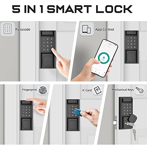 Keyless Entry Door Lock with App Control - Hopeace Fingerprint Door Lock - Electronic Touchscreen Keypad - Smart Locks for Front Door - Zinc Alloy Smart Deadbolt - Auto Lock - Easy Installation