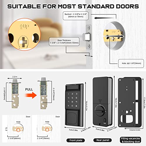 Keyless Entry Door Lock with App Control - Hopeace Fingerprint Door Lock - Electronic Touchscreen Keypad - Smart Locks for Front Door - Zinc Alloy Smart Deadbolt - Auto Lock - Easy Installation