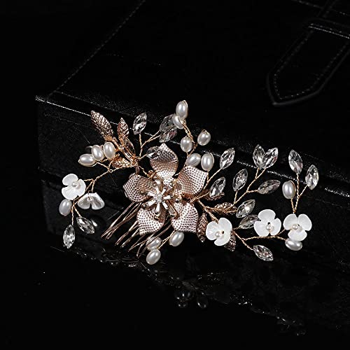 Bridal Hair Accessories Crystal Peals Hair Combs Wedding Hair Clips Accessories Jewelry Handmade Women Hair Ornaments Headpieces(K)