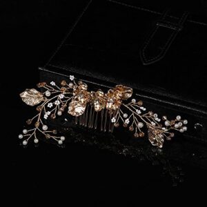 Bridal Hair Accessories Crystal Peals Hair Combs Wedding Hair Clips Accessories Jewelry Handmade Women Hair Ornaments Headpieces(K)